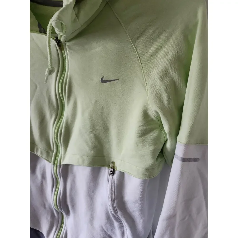Womens Nike Dri-Fit Medium Layered Neon Green Gray Full Zip Hooded - Picture 4 of 10